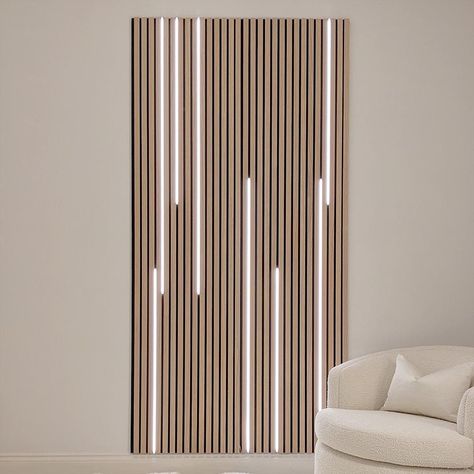 Marchmont Natural Oak Wood Veneer Decorative Acoustic Slat Wall Panel - 240 x 60cm Raleigh Art, Acoustic Slat Wall, Timber Feature Wall, Rowen Homes, Slat Wall Panel, Oak Wood Veneer, Natural Oak Wood, Upholstered Walls, Timber Slats