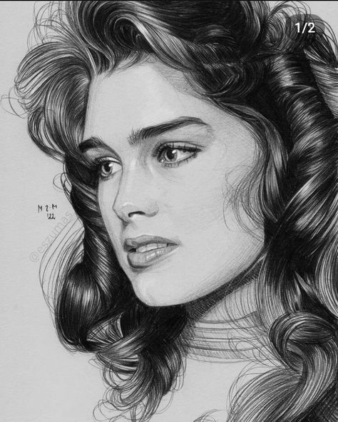 Graphite Portrait, Queen Drawing, Dotted Drawings, Draw Realistic, Arte Van Gogh, Human Anatomy Art, Face Sketch, Figure Sketching, Brooke Shields