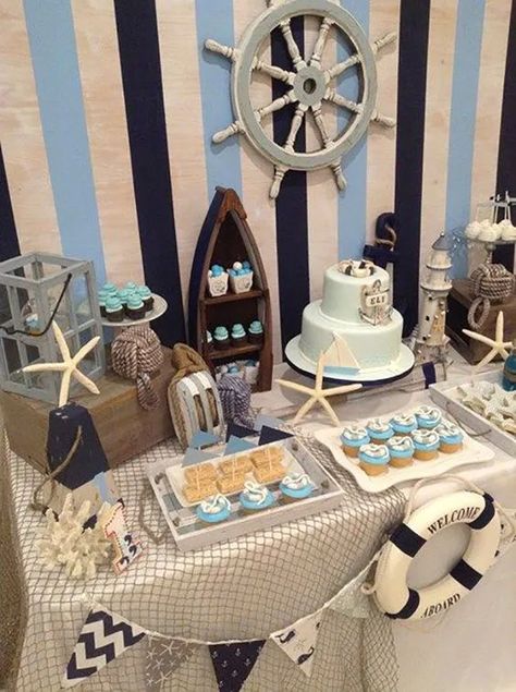 34+ Cute Nautical Themed Baby Shower Ideas Vestidos Para Baby Shower, Baby Shower Ideas For Boys, Nautical Cake, Boy Baby Shower Ideas, Baby Boy Shower Favors, Ideas Baby Shower, Trendy Baby Shower Ideas, Baby Boy Cakes, Baby Shower Decorations For Boys