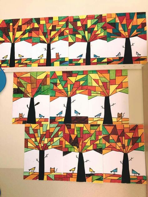 Arbres Fall Tree Drawing, Tree Drawing For Kids, Grade 1 Art, Boom Kunst, Fall Art Projects, 4th Grade Art, 5th Grade Art, 3rd Grade Art, Classroom Art Projects