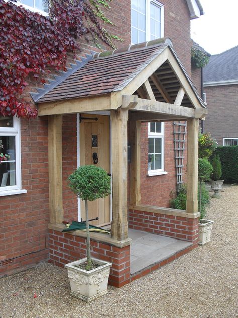 portico to front of house. Openness Open Porch, Porch Extension, Sas Entree, Front Door Canopy, Porch Canopy, Cottage Shabby Chic, Front Porch Design, Wooden Porch, Door Canopy