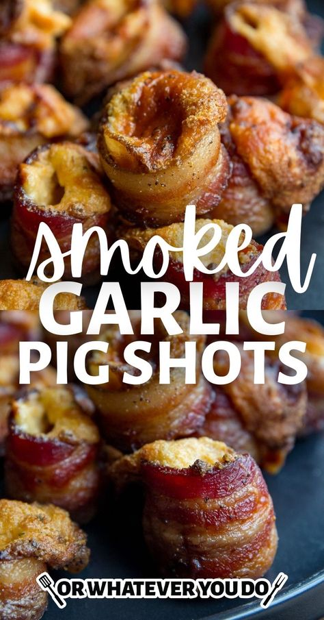 Treager Appetizer Recipes, Easy Smoker Appetizers, Pick Ups Food Parties Appetizers, Pellet Grill Appetizer Recipes, Smoked Pig Shots Recipe, Easy Smoked Appetizers, Traeger Appetizer Recipes, Pellet Smoker Appetizers, Smoker Appetizers Snacks