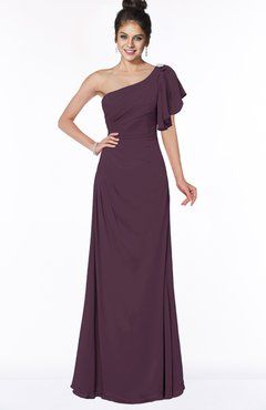 Plum Glamorous A-line Short Sleeve Half Backless Chiffon Floor Length Bridesmaid Dresses Chocolate Brown Bridesmaid Dress, Dark Red Bridesmaid Dresses, Dark Purple Bridesmaid Dresses, Ice Blue Bridesmaid Dress, Hunter Green Bridesmaid Dress, Olive Green Bridesmaid Dresses, Sky Blue Bridesmaid Dresses, Mauve Bridesmaid Dress, Brown Bridesmaid Dresses