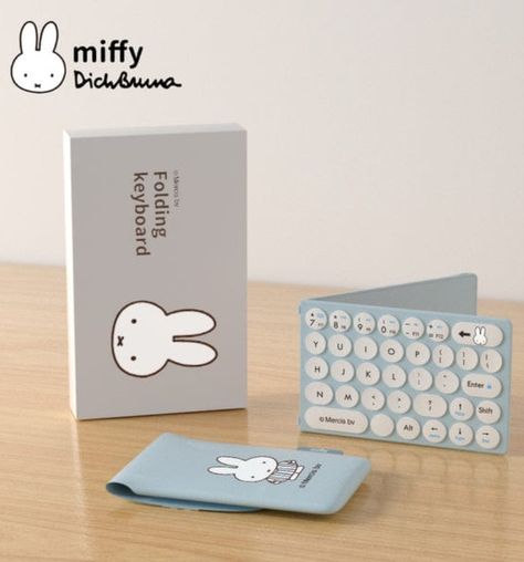 Miffy foldable keyboard, miffy blue keyboard, white miffy, miffy speaker and keyboard, light blue miffy, pink miffy miffy college finds, miffy things, miffy cute products, aesthetic miffy, insta, tiktok, miffy inspo Chocolate Buttons, Kawaii Disney, Key Cap, Cute Room Ideas, Bluetooth Keyboard, Apple Ios, Blue Gift, Gift Packs, Button Design