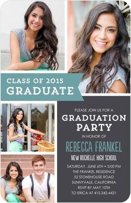 Promising Presence - Graduation Invitations in Seafoam or Mandarin | Robyn Miller Senior Invitations, Grad Invites, Senior Ads, Graduation Invites, Grad Party Invitations, Layout Magazine, Graduation Party High, Graduation Open Houses, Grad Announcements