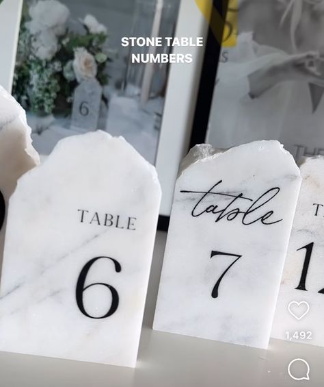 Marble Table Numbers Wedding, Table Numbers Wedding Stone, Marble Table Numbers, Stone Table Numbers, Wedding Table Number Ideas, Mallorca Wedding, Diy Table Numbers, Wedding Stone, White Marble Table