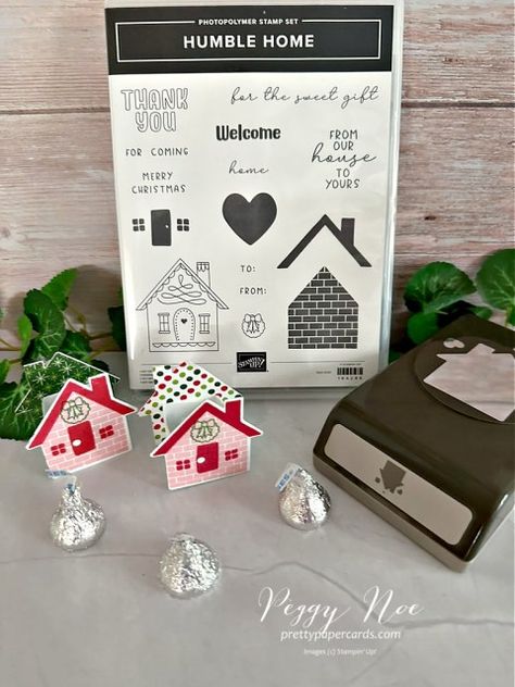 NEW VIDEO: Humble Home Chocolate Kiss Box! - Pretty Paper Cards Humble Home Stampin Up Cards, Kiss Cute, Home Chocolate, Snow Christmas Cards, Humble House, Handmade Boxes, House Cards, Humble Home, Hershey's Chocolate