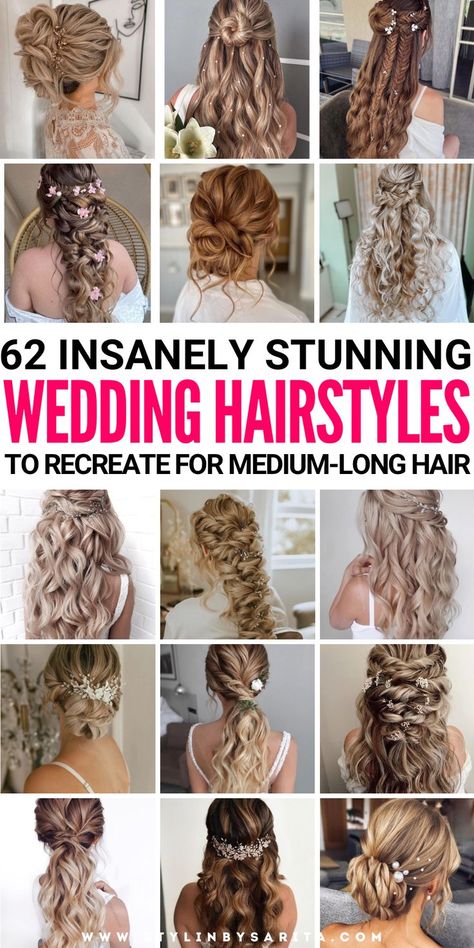 wedding hairstyles for brides Wedding Bridesmaid Hairstyles Half Up Half Down, Wedding Hair Long Fine Hair, Bride And Bridesmaids Hair, Wedding Half Down Hairstyles, Side Do Wedding Hair, Curly Hair For Wedding Bride, Wedding Diy Hairstyles, Wedding Hairdo Half Up Half Down, Easy Hairstyles For Medium Hair For Wedding