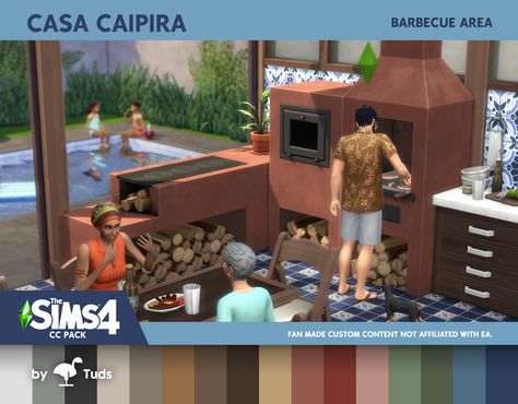 DOWNLOAD - Casa Caipira - Barbecue Area | Tuds on Patreon Brazilian Churrasco, Sims 4 Furniture, Furniture Cc, Cc Folder, Cc Furniture, The Sims 4 Packs, Sims 4 Mm Cc, Barbecue Area, Casas The Sims 4