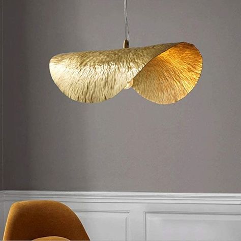 AmazonSmile: THAKIE Modern Geometric Chandelier Lotus Leaf Shaped LED Pendant Light, Brass Lampshade Adjustable Height for Living Room Bedroom Dining Room Hanging Light : Tools & Home Improvement Modern Chandeliers For Living Room, Feature Lights, Bar Light Fixtures, Living Room And Dining Room Decor, Brass Lampshade, Room Hanging Lights, Copper Fixture, Bar Dining Table, Lustre Design