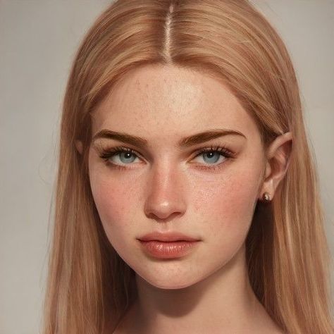 Blonde Green Eyes, Artbreeder Portraits, Blonde Hair Green Eyes, Character Inspiration Girl, Blonde Hair Brown Eyes, Female Character Inspiration, Brown Eyed Girls, Digital Portrait Art, Face Characters