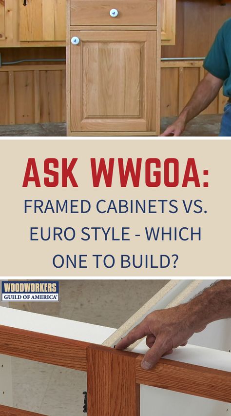 Q - I have just watched your third video. Now I would like some comments on the pros and cons of framed cabinets vs. the European style (non-framed) ones. How do I decide which to build? Framed Cabinets, European Cabinets, Framed Cabinet, Cabinet Styles, Euro Style, Pros And Cons, European Style, European Fashion, American Style