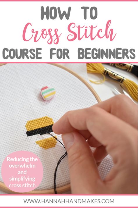 How to Cross Stitch Course for Beginners - Hannah Hand Makes Landscape Fire Pit, Cross Stitch On Linen, Fire Pit Glass, Learning Crafts, Stitch Techniques, Stitch Cards, Cross Stitch Beginner, Cross Stitch Tutorial, Learn Crafts