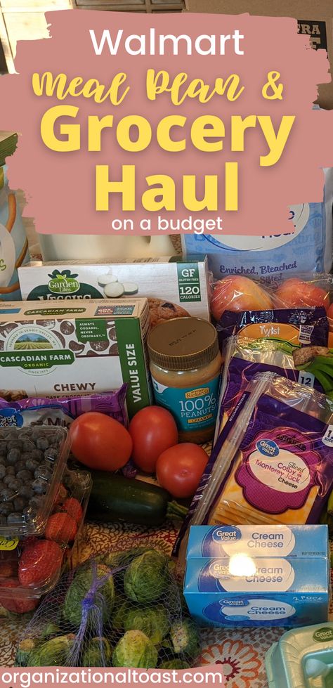 $50 Grocery List For A Week, Walmart Grocery Haul, Walmart Grocery List, Walmart Meal Plan, Walmart Meals, Grocery List And Meal Plan, Walmart Recipes, Weekly Grocery List, Budget Grocery