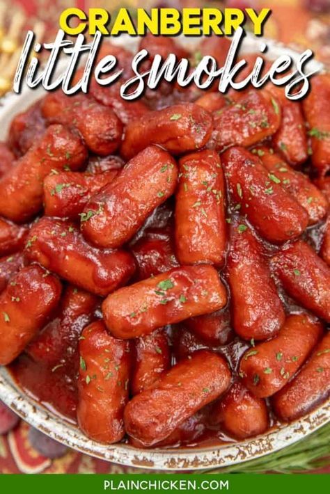 Cocktail Weenies, Little Smokies Recipes, Heinz Chili Sauce, Smokies Recipe, Cranberry Meatballs, Little Smokies, Spicy Ketchup, Cranberry Jelly, Jellied Cranberry Sauce