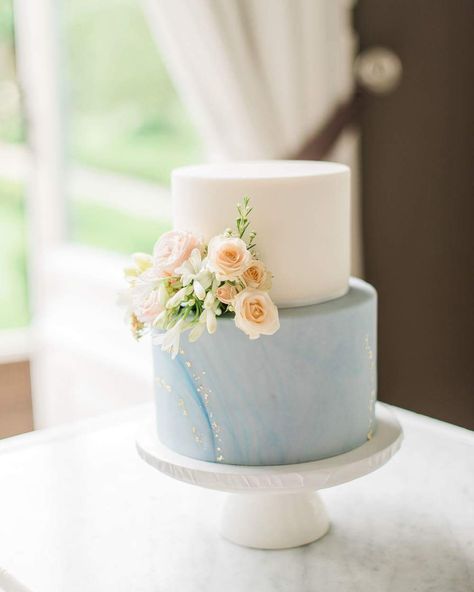 Dusty Blue Bridal Shower Cake, Dusty Blue And Peach Wedding Cake, Wedding Cake 2 Tier Blue, Dusty Blue And Pink Wedding Cake, Wedding Cakes Dusty Blue, Sky Blue Wedding Cake, Dusty Blue Cake, Dusty Blue Wedding Cake, Wedding Cake Dusty Blue