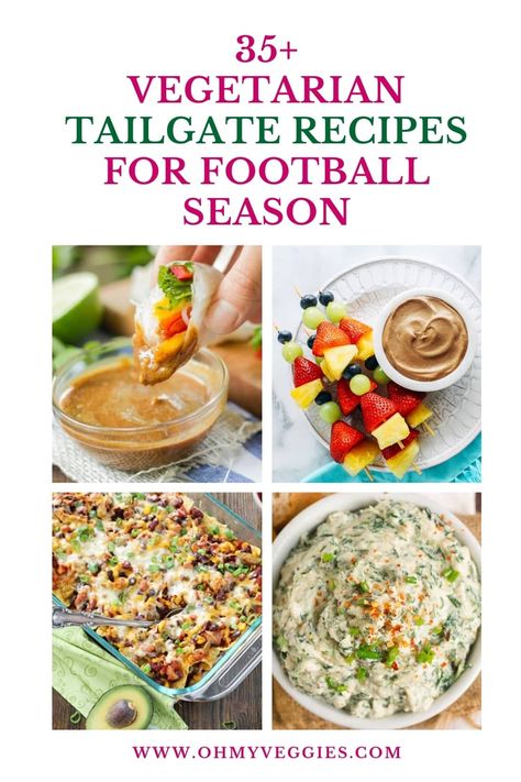 From burgers to casseroles, this list of 35+ vegetarian tailgate recipes will keep you happy and snacking through every game. Touchdown! Veggie Tailgate Food, Tailgate Food Vegetarian, Vegetarian Tailgate Recipes, Low Calorie Tailgate Food, Vegetarian Tailgate Food, Veggie Nachos, Butternut Squash Fries, Veggie Kebabs, Tailgate Recipes