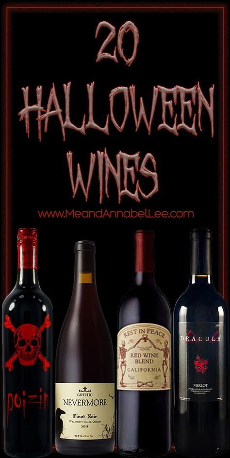 Gothic and Halloween Wines - a Must Have List of 20 Spooky Wines | Me and Annabel Lee Gothic Recipes, Gothic Dinner Party, Horror Food, Gothic Dinner, Haunted Village, Halloween Party Drinks, Enchanted Party, Red Blend Wine, Annabel Lee