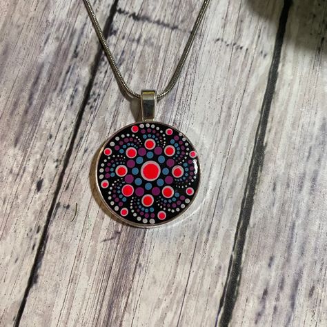 Hand Painted Mandala Pendant Necklace - Etsy Mandala Pendant, Mandala Jewelry, Painted Mandala, Mandala Artwork, Dot Mandala, Hand Painted Jewelry, Diy Crafts Room Decor, Art Pendant, Dot Painting