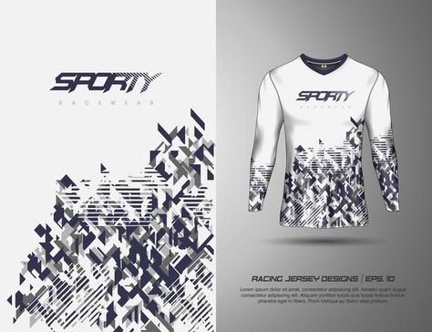 Long sleeve tshirt sports design for mot... | Premium Vector #Freepik #vector #pattern #abstract #texture #geometric Sport Print Design, Long Sleeve Jersey Design, Background Jersey, Jersey Design Ideas, Sports Apparel Design, Sublimated Shirts, Glasses Wallpaper, Racing Jersey, Basketball Uniforms Design