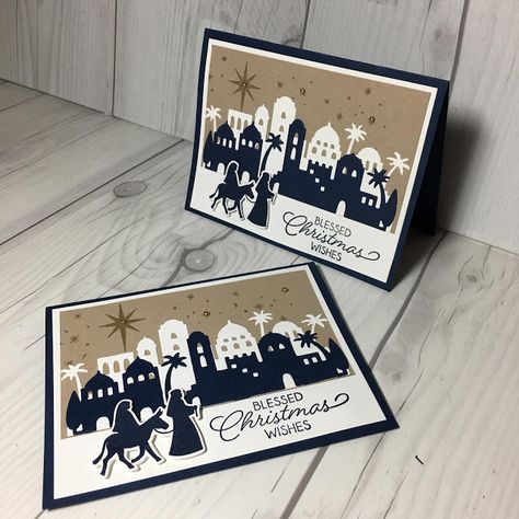 Winter Cards Handmade, Night In Bethlehem, Nativity Christmas Cards, Christmas Cards 2017, Bethlehem Christmas, Tool Tips, Religious Christmas Cards, Homemade Christmas Cards, Stampin Up Christmas Cards