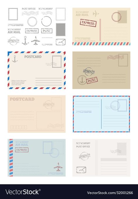 Delivery Card Design, Postcard Envelope, Message Envelope, Post Card Stamp, Postcard Inspiration, Postcard Frame, Postcard Idea, Cart Postal Idea, Postcard Aesthetic Design