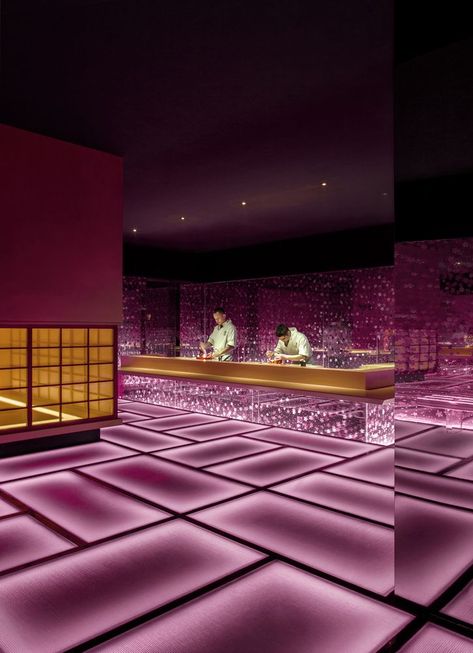 Futuristic Restaurant, Omakase Restaurant, Bar Restaurant Design, Interaktives Design, Architecture Restaurant, Tatami Room, Nightclub Design, Design Café, Bar Interior