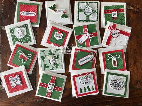 Mini Christmas Cards Diy, Small Christmas Cards, Mini Christmas Cards, 3x3 Cards, Christmas Note Cards, Xmas Tags, Pizza Boxes, Mini Cards, Christmas Paper Crafts