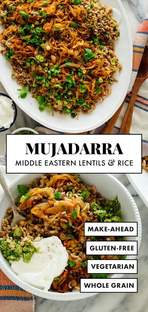 Vegetarian Austrian Food, Mujaddara Lebanese, Shatta Sauce, Mujaddara Recipe, Lentil Rice Recipe, Lebanese Lentils And Rice, Lentil And Rice, Lentil Rice, Lentils Rice