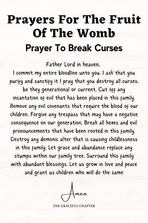 Prayer To Break Curses, Pregnancy Prayer, The Graceful Chapter, Prayer For My Marriage, Prayer For My Children, Womb Healing, Deliverance Prayers, Spiritual Warfare Prayers, Money Blocks