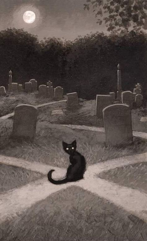 Scary Cat Art, Creepy Cat Drawing, Scary Cat Drawing, Gothic Cats, Cat Spirit Animal, Cat Horror, Halloween Widget, Yule Cat, Black Cat Drawing