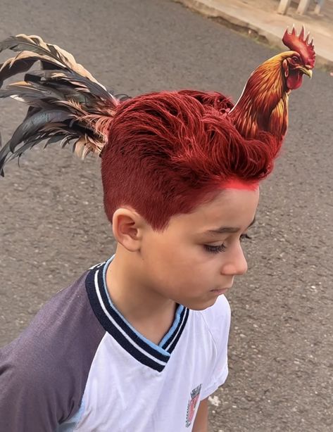 Rooster Haircut, Gay Mullet Haircut, Boys With Mullets, Cute Mullet, Kids Mullet, Crazy Hair Day For Boys, Crazy Hat, Kid Hairstyles, Crazy Hat Day