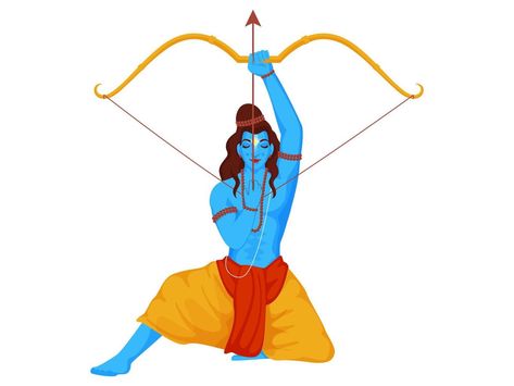 Illustration of Lord Rama Holding Bow Arrow on White Background. Ram With Bow And Arrow, Carousel Post, Lord Ram, Lord Rama, Bow Arrow, Arrow Tattoo, Diwali Wishes, Bow And Arrow, Board Decoration