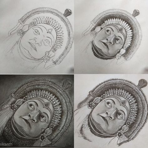 I take 4 days to draw this drawing. Kathakali Face Drawing Easy, Kantara Drawings, Kantara Drawings Sketch, Kathakali Face Drawing, Kathakali Sketch Pencil, Kathakali Face Drawing Outline, Diwali Diy, Diwali, To Draw