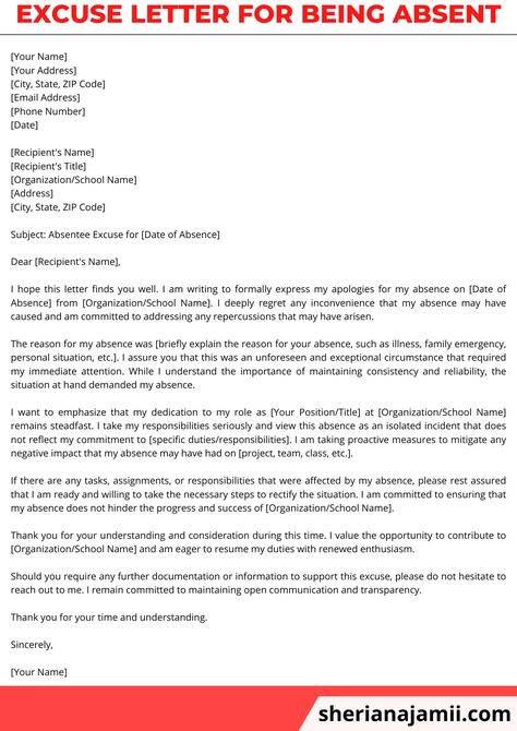 An excuse letter for being absent is a written message that explains why someone was not able to attend school, work, or another commitment on a specific day. It provides a reason for their absence, such as illness, a family emergency, or other valid circumstances. The letter helps inform the concerned parties about the individual’s […] Excuse Letter For Being Absent In School, Absent Letter, Excuse Letter, Letter To Boss, Absent From School, Application Letter Sample, Letter School, College Life Hacks, Nursing Schools