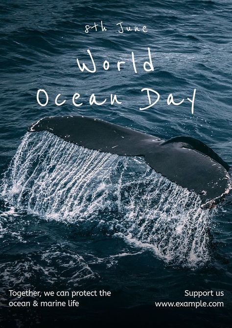 World ocean day poster template, editable text and design | free image by rawpixel.com World Ocean Day Poster, Ocean Poster Design, Ocean Day Poster, World Ocean Day, Ocean Day, Aquatic Animals, Oceans Of The World, Best Templates, Poster Template