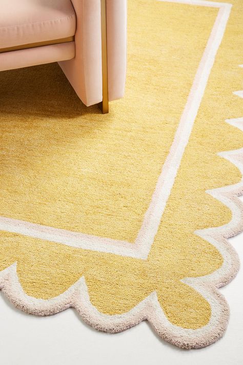 Hand-Tufted Scallop Rug | Anthropologie Rug Anthropologie, Scallop Rug, Calm Nursery, Area Rug Pad, Hanging Furniture, Carpet Size, Natural Fiber Rugs, Mellow Yellow, Hand Tufted Rugs