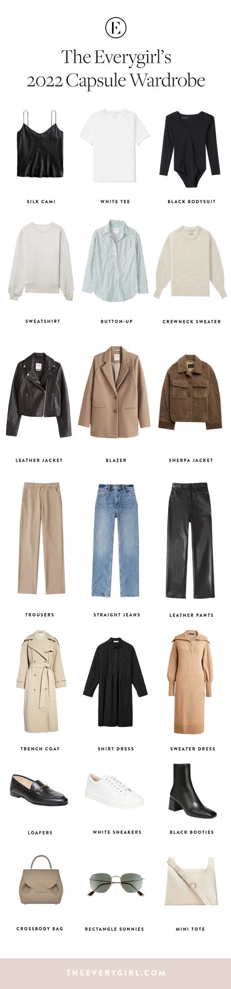 Want to Build a Capsule Wardrobe in 2022? Start Here | The Everygirl How To Start A Capsule Wardrobe, Scotland Wardrobe, French Girl Capsule Wardrobe, Capsule Wardrobe 2022, 2022 Goals, Build A Capsule Wardrobe, Capsule Wardrobe Women, Basic Wardrobe Essentials, Classic Capsule Wardrobe