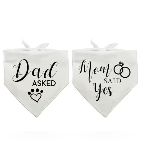 Wedding Or Engagement Dog Bandanas. Set Of 2. One Size. White With Black Writing. Brand New! See Measurements In Photos. Purfect For Your Fur Children To Don On That Special Occasion . Girl Dog Clothes, Knit Dog Sweater, Rainbow Dog, Dog Boots, Black Writing, Pet Sweater, Pet Scarf, Dog Diapers, Christmas Puppy