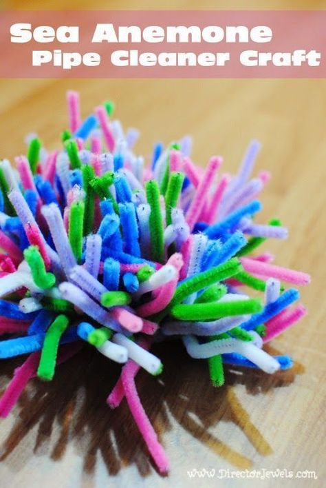 Sea Anemone Pipe Cleaner Craft for Under the Sea (Octonauts, Bubble Guppies, Little Mermaid) Party. Birthday Ideas at http://directorjewels.com Octonauts Birthday Party, Decor Marin, Under The Sea Crafts, Under The Sea Decorations, Sea Party Ideas, Sea Anemone, Ocean Party, Pipe Cleaner Crafts, Sea Birthday Party