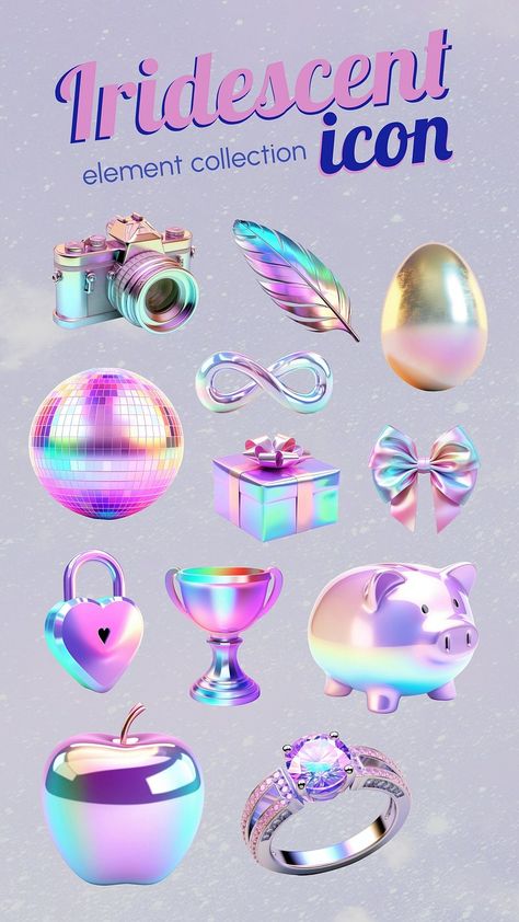 3d iridescent icon element set | Free Photo - rawpixel 3d Iridescent, Canva Tips, Apple Icon, Cyberpunk Aesthetic, Canva Elements, 3d Icons, Bullet Journal Stickers, Set Free, Download Free Images