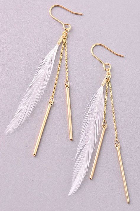 White Feather, Feather Jewelry, Fancy Jewellery, White Feathers, Fancy Jewelry, Fantasy Jewelry, Diy Schmuck, Affordable Jewelry, Girly Jewelry