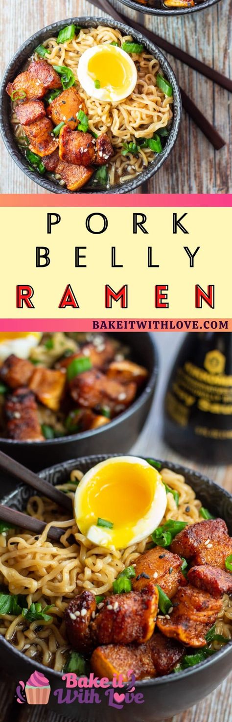 Porkbelly Ramen Recipe, Best Ramen Bowl Recipe, Ramen Recipes Pork Belly, Crispy Pork Belly Ramen, Pork Belly For Ramen Recipe, Pork Belly Noodle Bowl, Traditional Ramen Bowl, Ramen Pork Belly Recipes, Ramen Noodle Recipes Pork Belly