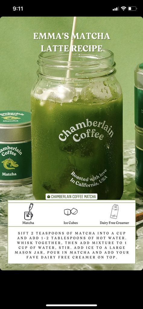 Emma Chamberlain Matcha, Chamberlain Matcha, Dairy Free Creamer, Matcha Latte Recipe, Large Mason Jars, Matcha Recipe, Iced Matcha, Emma Chamberlain, Food Goals