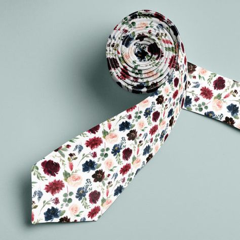 Floral Groomsmen Attire, Blush Pink Navy Blue, Small Watercolor, Shades Of Blush, Groom Ties, Creative Gifts For Boyfriend, Rich Burgundy, Collection Design, Custom Ties