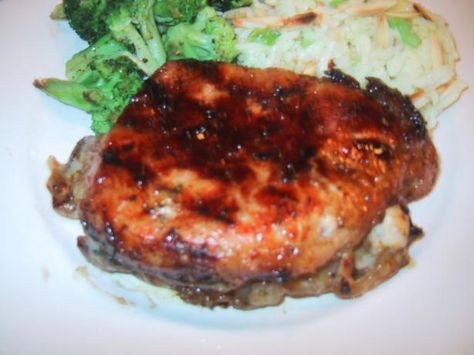 Sweet N Spicy Stuffed Pork Chops Mongolian Pork, Grilled Pork Loin Chops, Grilled Pork Chops Marinade, Pork Loin Chops Recipes, Grilled Pork Loin, Pork Chop Marinade, Boneless Pork Loin Chops, Boneless Pork Loin, Loin Chops