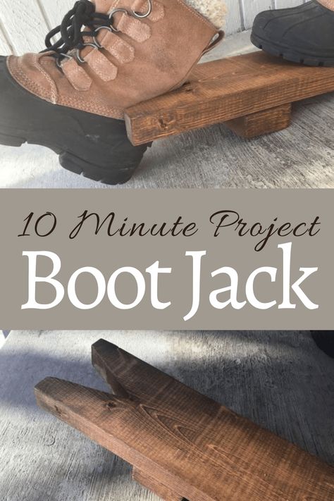 Make a Simple Boot Jack - Rough & Tumble Farmhouse Diy Boot Puller, Diy Boot Remover, Diy Boot Hanger, Boot Racks Ideas, Boot Jack Diy, Diy Cowboy Boot Shelf, Boot Puller Diy, Diy Boot Scraper, Diy Boot Brush