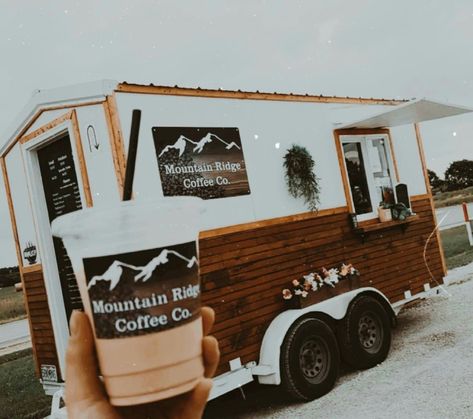 Hand built coffee trailer Coffee Trailers Design, Coffee And Pastry Food Truck, Coffee Concession Trailer, Vintage Camper Coffee Trailer, Drive Thru Coffee Trailer, Coffee Shop Trailer Ideas, Coffee Trailer Business, Vintage Coffee Trailer, Food Truck Supplies