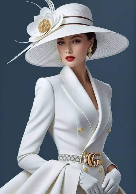 Madam Pompadour, Derby Outfits, Mode Tips, Elegant Outfit Classy, Elegant Hats, Woman Suit Fashion, Luxury Women Fashion, African Dresses, Pompadour