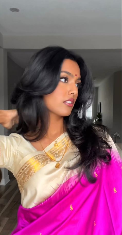 Saree Styles For Brown Skin, Traditional Saree Asthetic, Dusky Skin Saree Look, Tamil Traditional Women, Tamil Saree, Tamil Girls Saree Look, South Asian Aesthetic, Colors For Dark Skin, Saree Designs Party Wear